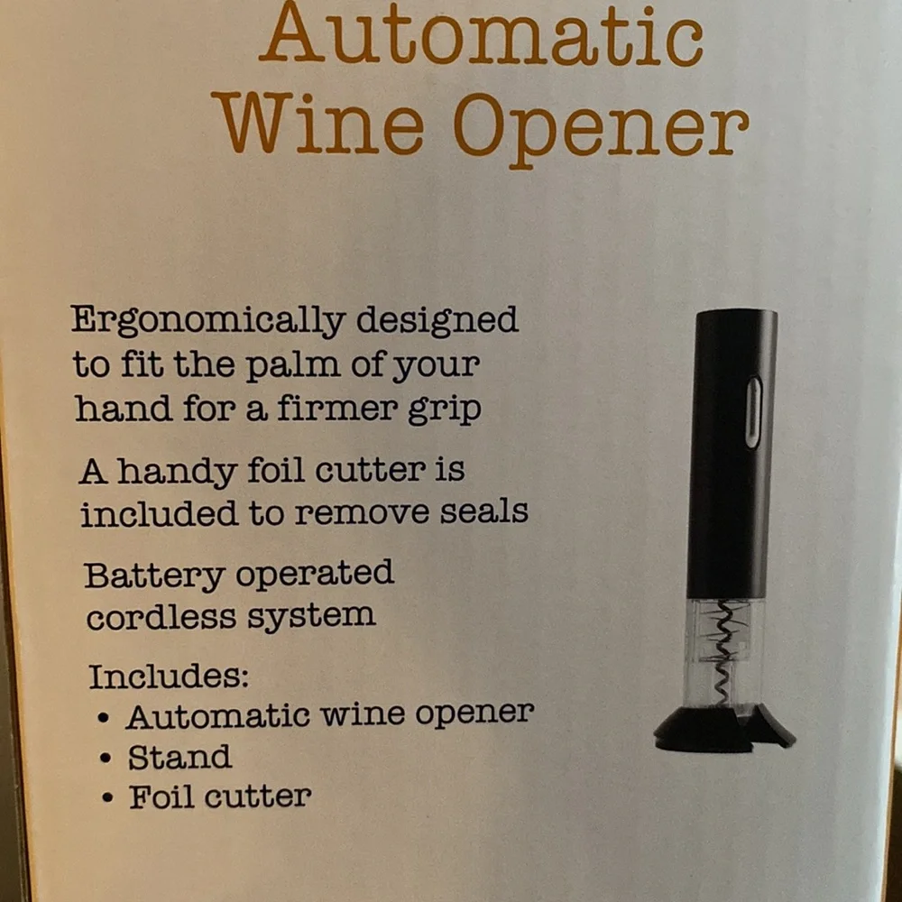 Automatic Wine Opener, Our Table, Black, Requires 4 AA batteries (not included)